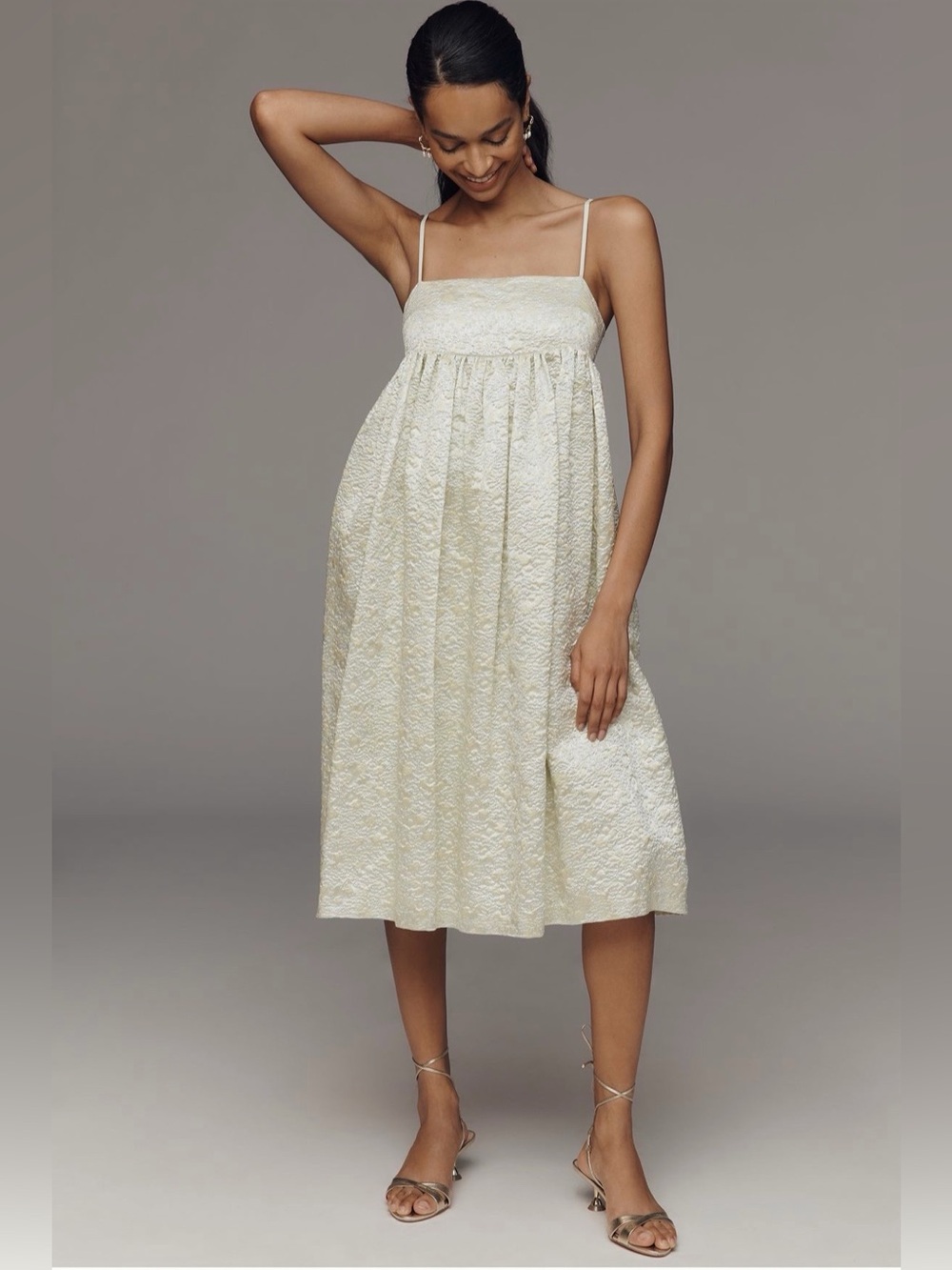 NWT Anthropologie Mare Mare Tea Green Babydoll Midi Dress M